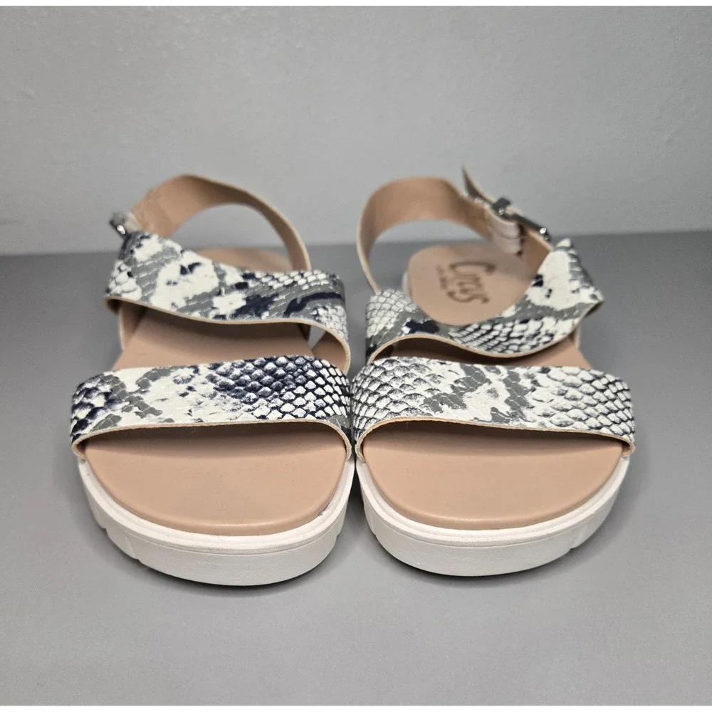 Circus by Sam Edelman Nadine Snake Print Black/White Platform Sandals Women 7.5M
